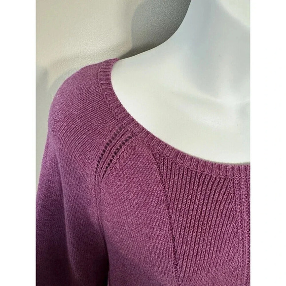LL Bean Sweater Womens Medium Boat Neck Cotton  Knit Collar Pullover - Picture 3 of 7